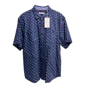 Tommy Bahama Mens Small Ocean Deep Cotton Twill Shirt Red White and Beachy Navy
